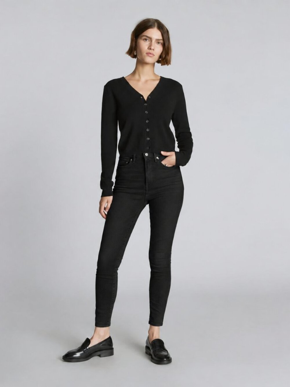 Everlane The Mid-Rise Skinny Jean Deep Black 5 Pocket Denim Jeans Size 24